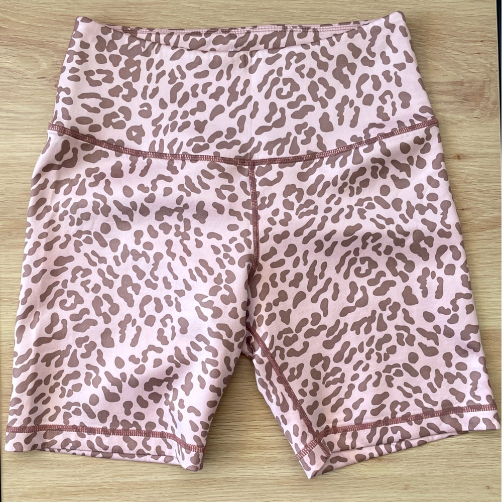 Tan Lines Sivan Ayla Spandex Tights Shorts Pink Leopard Print Medium